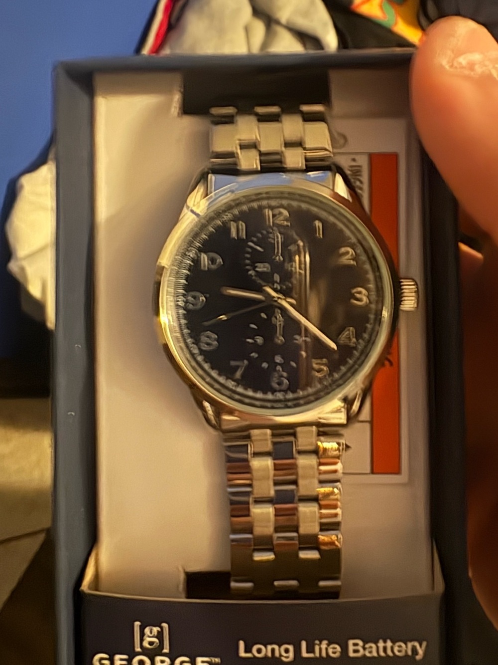 George Men's Black and Silver Stainless Steel Bracelet Watch